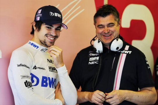 (L to R): Lance Stroll (CDN) Racing Point Force India F1 Team with Bradley Joyce (GBR) Racing Point Force India F1 Race Engineer.
27.11.2018. Formula 1 Testing, Yas Marina Circuit, Abu Dhabi, Wednesday.
- www.xpbimages.com, EMail: requests@xpbimages.com - copy of publication required for printed pictures. Every used picture is fee-liable. © Copyright: Moy / XPB Images