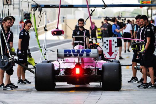 Lance Stroll (CDN) Racing Point Force India F1 VJM11.
28.11.2018. Formula 1 Testing, Yas Marina Circuit, Abu Dhabi, Wednesday.
- www.xpbimages.com, EMail: requests@xpbimages.com - copy of publication required for printed pictures. Every used picture is fee-liable. © Copyright: Moy / XPB Images