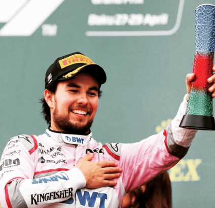 Sergio Perez wished everyone a happy new year with a picture of his podium finish last year in Baku.