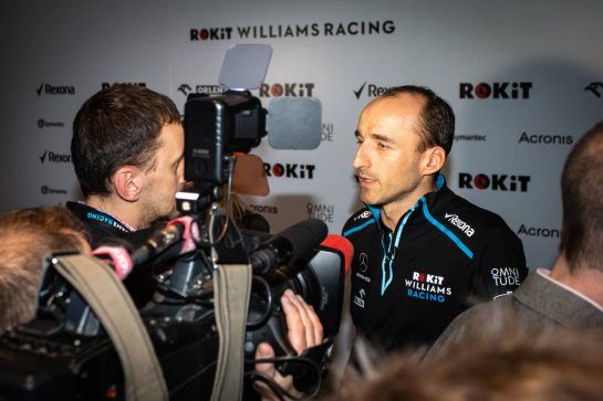Robert Kubica (POL) Williams Racing with the media.
11.02.2019. Williams Racing Livery Unveil, Williams Racing Headquarters, Grove, England.
- www.xpbimages.com, EMail: requests@xpbimages.com - copy of publication required for printed pictures. Every used picture is fee-liable. © Copyright: Bearne / XPB Images