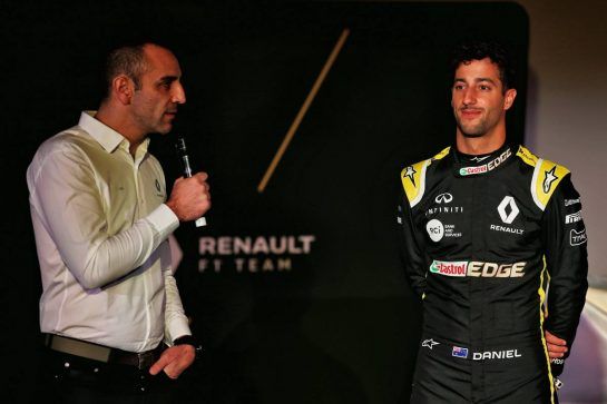 (L to R): Cyril Abiteboul (FRA) Renault Sport F1 Managing Director with Daniel Ricciardo (AUS) Renault Sport F1 Team.
12.02.2019. Renault Sport F1 Team RS19 Launch, Enstone England. Tuesday.
- www.xpbimages.com, EMail: requests@xpbimages.com - copy of publication required for printed pictures. Every used picture is fee-liable. © Copyright: Batchelor / XPB Images