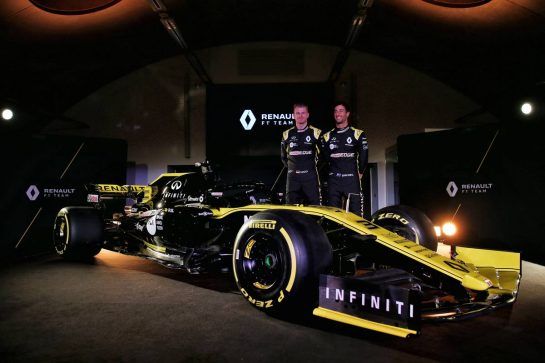(L to R): Nico Hulkenberg (GER) Renault Sport F1 Team with team mate Daniel Ricciardo (AUS) Renault Sport F1 Team.
12.02.2019. Renault Sport F1 Team RS19 Launch, Enstone England. Tuesday.
- www.xpbimages.com, EMail: requests@xpbimages.com - copy of publication required for printed pictures. Every used picture is fee-liable. © Copyright: Batchelor / XPB Images