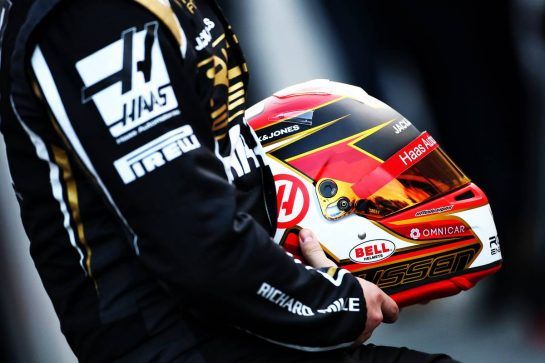 The helmet of Kevin Magnussen (DEN) Haas F1 Team.
18.02.2019. Formula One Testing, Day One, Barcelona, Spain. Monday.
- www.xpbimages.com, EMail: requests@xpbimages.com - copy of publication required for printed pictures. Every used picture is fee-liable. © Copyright: Charniaux / XPB Images