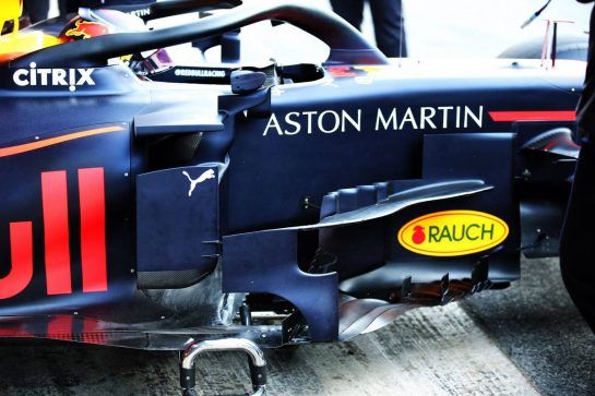 Max Verstappen (NLD) Red Bull Racing RB14 - sidepod detail.
18.02.2019. Formula One Testing, Day One, Barcelona, Spain. Monday.
- www.xpbimages.com, EMail: requests@xpbimages.com - copy of publication required for printed pictures. Every used picture is fee-liable. © Copyright: Batchelor / XPB Images