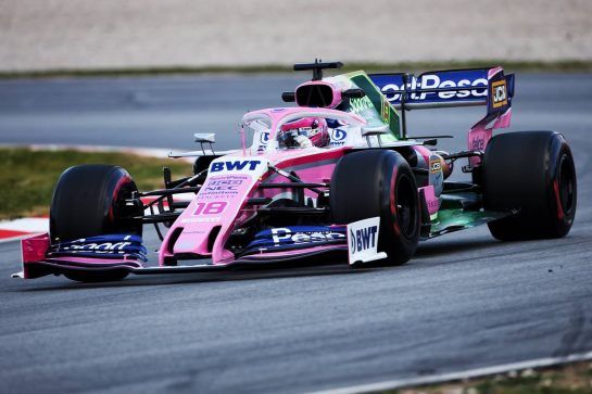 Lance Stroll (CDN) Racing Point F1 Team RP19.
19.02.2019. Formula One Testing, Day Two, Barcelona, Spain. Tuesday.
- www.xpbimages.com, EMail: requests@xpbimages.com - copy of publication required for printed pictures. Every used picture is fee-liable. © Copyright: Charniaux / XPB Images