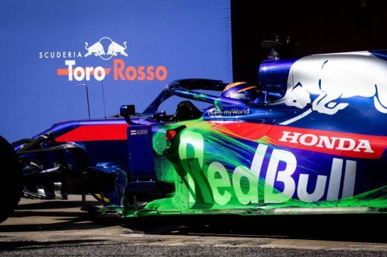 Alexander Albon (THA) Scuderia Toro Rosso STR14 - flow-vis paint.
19.02.2019. Formula One Testing, Day Two, Barcelona, Spain. Tuesday.
- www.xpbimages.com, EMail: requests@xpbimages.com - copy of publication required for printed pictures. Every used picture is fee-liable. © Copyright: Bearne / XPB Images