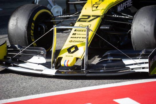 Nico Hulkenberg (GER) Renault Sport F1 Team RS19 - front wing detail.
27.02.2019. Formula One Testing, Day Two, Barcelona, Spain. Wednesday.
- www.xpbimages.com, EMail: requests@xpbimages.com - copy of publication required for printed pictures. Every used picture is fee-liable. © Copyright: Bearne / XPB Images