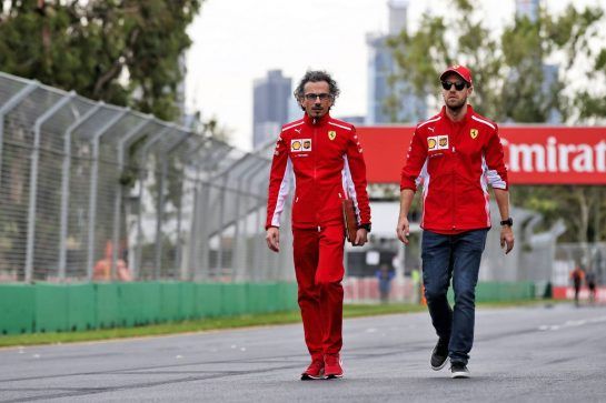 Sebastian Vettel (GER) Ferrari walks the circuit with Laurent Mekies (FRA) Ferrari Sporting Director.
13.03.2019. Formula 1 World Championship, Rd 1, Australian Grand Prix, Albert Park, Melbourne, Australia, Preparation Day.
- www.xpbimages.com, EMail: requests@xpbimages.com - copy of publication required for printed pictures. Every used picture is fee-liable. © Copyright: Batchelor / XPB Images