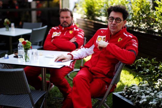 Mattia Binotto (ITA) Ferrari Team Principal and Gino Rosato (CDN) Ferrari.
16.03.2019. Formula 1 World Championship, Rd 1, Australian Grand Prix, Albert Park, Melbourne, Australia, Qualifying Day.
- www.xpbimages.com, EMail: requests@xpbimages.com - copy of publication required for printed pictures. Every used picture is fee-liable. © Copyright: Photo4 / XPB Images