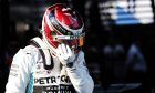 Lewis Hamilton (GBR) Mercedes AMG F1 in parc ferme.