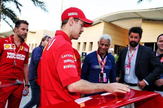 Sebastian Vettel (GER) Ferrari.
29.03.2019. Formula 1 World Championship, Rd 2, Bahrain Grand Prix, Sakhir, Bahrain, Practice Day
- www.xpbimages.com, EMail: requests@xpbimages.com - copy of publication required for printed pictures. Every used picture is fee-liable. © Copyright: Moy / XPB Images