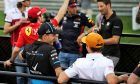 Robert Kubica (POL) Williams Racing and Lando Norris (GBR) McLaren on the drivers parade.