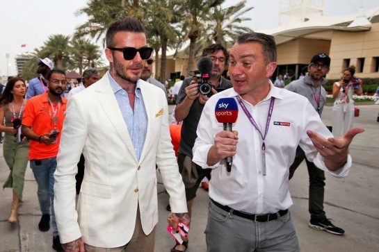 David Beckham (GBR) Former Football Player with Craig Slater (GBR) Sky F1 Reporter.
31.03.2019. Formula 1 World Championship, Rd 2, Bahrain Grand Prix, Sakhir, Bahrain, Race Day.
- www.xpbimages.com, EMail: requests@xpbimages.com - copy of publication required for printed pictures. Every used picture is fee-liable. © Copyright: Moy / XPB Images