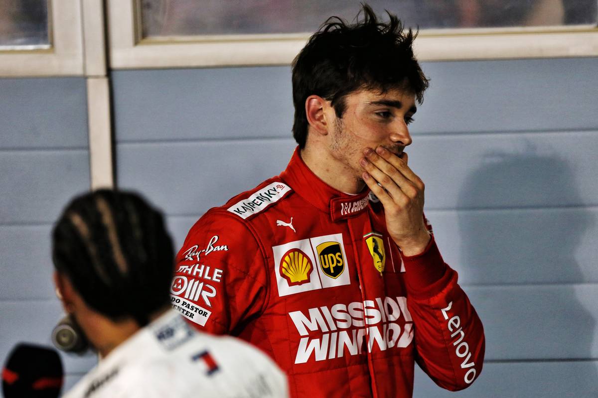 Third placed Charles Leclerc (MON) Ferrari in parc ferme.