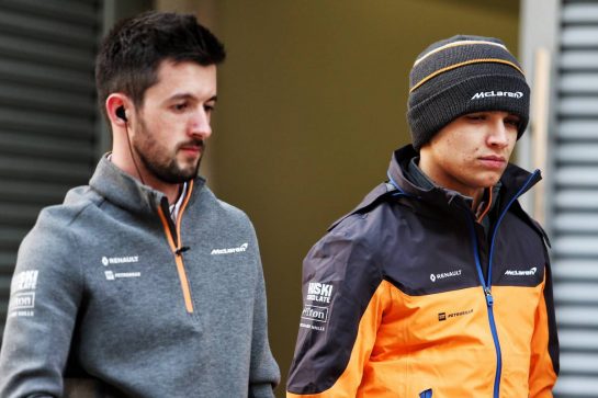 Lando Norris (GBR) McLaren (Right).
11.04.2019. Formula 1 World Championship, Rd 3, Chinese Grand Prix, Shanghai, China, Preparation Day.
- www.xpbimages.com, EMail: requests@xpbimages.com - copy of publication required for printed pictures. Every used picture is fee-liable. © Copyright: Moy / XPB Images