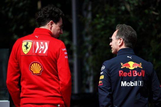 (L to R): Mattia Binotto (ITA) Ferrari Team Principal with Christian Horner (GBR) Red Bull Racing Team Principal.
13.04.2019. Formula 1 World Championship, Rd 3, Chinese Grand Prix, Shanghai, China, Qualifying Day.
- www.xpbimages.com, EMail: requests@xpbimages.com - copy of publication required for printed pictures. Every used picture is fee-liable. © Copyright: Batchelor / XPB Images
