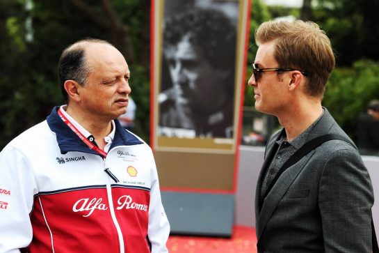(L to R): Frederic Vasseur (FRA) Alfa Romeo Racing Team Principal with Nico Rosberg (GER).
14.04.2019. Formula 1 World Championship, Rd 3, Chinese Grand Prix, Shanghai, China, Race Day.
- www.xpbimages.com, EMail: requests@xpbimages.com - copy of publication required for printed pictures. Every used picture is fee-liable. © Copyright: Moy / XPB Images