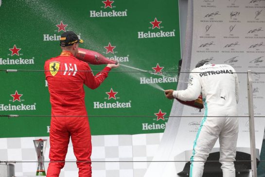 Sebastian Vettel (GER) Ferrari SF90 and Lewis Hamilton (GBR) Mercedes AMG F1.
14.04.2019. Formula 1 World Championship, Rd 3, Chinese Grand Prix, Shanghai, China, Race Day.
- www.xpbimages.com, EMail: requests@xpbimages.com - copy of publication required for printed pictures. Every used picture is fee-liable. © Copyright: Batchelor / XPB Images