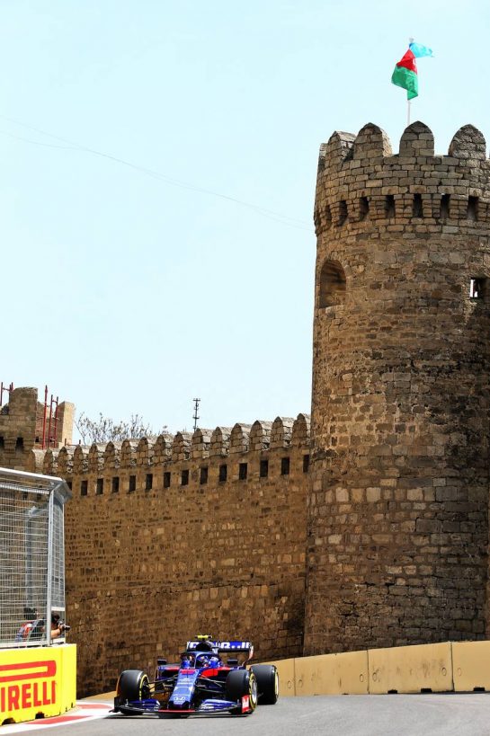Alexander Albon (THA) Scuderia Toro Rosso STR14.
26.04.2019. Formula 1 World Championship, Rd 4, Azerbaijan Grand Prix, Baku Street Circuit, Azerbaijan, Practice Day.
- www.xpbimages.com, EMail: requests@xpbimages.com - copy of publication required for printed pictures. Every used picture is fee-liable. © Copyright: Moy / XPB Images