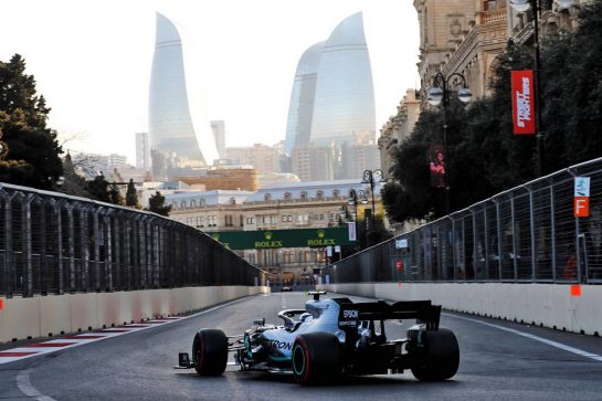 Valtteri Bottas (FIN) Mercedes AMG F1 W10.
26.04.2019. Formula 1 World Championship, Rd 4, Azerbaijan Grand Prix, Baku Street Circuit, Azerbaijan, Practice Day.
- www.xpbimages.com, EMail: requests@xpbimages.com - copy of publication required for printed pictures. Every used picture is fee-liable. © Copyright: Photo4 / XPB Images