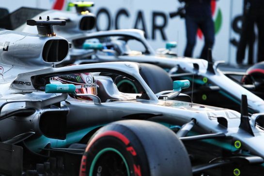 Lewis Hamilton (GBR) Mercedes AMG F1 W10 and Valtteri Bottas (FIN) Mercedes AMG F1 W10 in qualifying parc ferme.
27.04.2019. Formula 1 World Championship, Rd 4, Azerbaijan Grand Prix, Baku Street Circuit, Azerbaijan, Qualifying Day.
- www.xpbimages.com, EMail: requests@xpbimages.com - copy of publication required for printed pictures. Every used picture is fee-liable. © Copyright: Moy / XPB Images