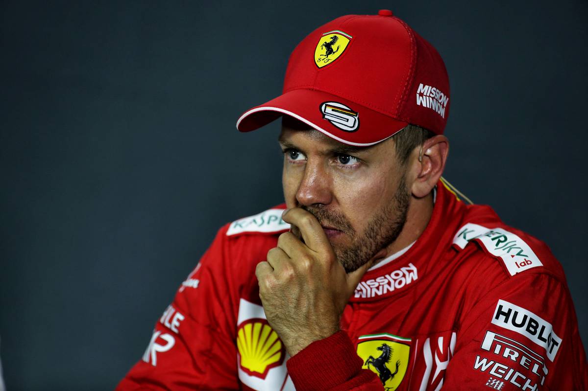 Sebastian Vettel (GER) Ferrari in the FIA Press Conference. 27.04.2019