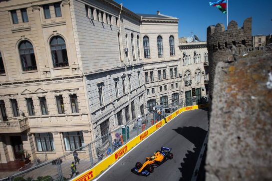 Lando Norris (GBR) McLaren MCL34.
27.04.2019. Formula 1 World Championship, Rd 4, Azerbaijan Grand Prix, Baku Street Circuit, Azerbaijan, Qualifying Day.
 - www.xpbimages.com, EMail: requests@xpbimages.com - copy of publication required for printed pictures. Every used picture is fee-liable. © Copyright: Bearne / XPB Images