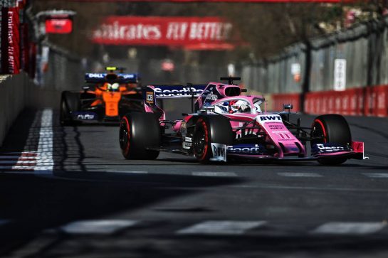 Sergio Perez (MEX) Racing Point F1 Team RP19.
28.04.2019. Formula 1 World Championship, Rd 4, Azerbaijan Grand Prix, Baku Street Circuit, Azerbaijan, Race Day.
- www.xpbimages.com, EMail: requests@xpbimages.com - copy of publication required for printed pictures. Every used picture is fee-liable. © Copyright: Charniaux / XPB Images