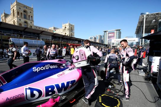 Sergio Perez (MEX) Racing Point F1 Team RP19 on the grid.
28.04.2019. Formula 1 World Championship, Rd 4, Azerbaijan Grand Prix, Baku Street Circuit, Azerbaijan, Race Day.
- www.xpbimages.com, EMail: requests@xpbimages.com - copy of publication required for printed pictures. Every used picture is fee-liable. © Copyright: Moy / XPB Images