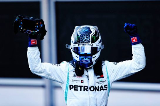 Race winner Valtteri Bottas (FIN) Mercedes AMG F1 celebrates in parc ferme.
28.04.2019. Formula 1 World Championship, Rd 4, Azerbaijan Grand Prix, Baku Street Circuit, Azerbaijan, Race Day.
 - www.xpbimages.com, EMail: requests@xpbimages.com - copy of publication required for printed pictures. Every used picture is fee-liable. © Copyright: Bearne / XPB Images