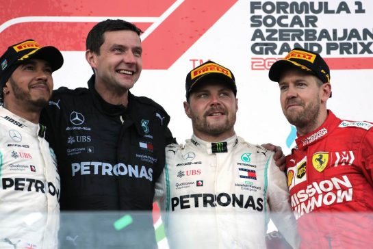 Lewis Hamilton (GBR), Mercedes AMG F1 , Valtteri Bottas (FIN), Mercedes AMG F1 and Sebastian Vettel (GER), Scuderia Ferrari
28.04.2019. Formula 1 World Championship, Rd 4, Azerbaijan Grand Prix, Baku Street Circuit, Azerbaijan, Race Day.
- www.xpbimages.com, EMail: requests@xpbimages.com - copy of publication required for printed pictures. Every used picture is fee-liable. © Copyright: Charniaux / XPB Images