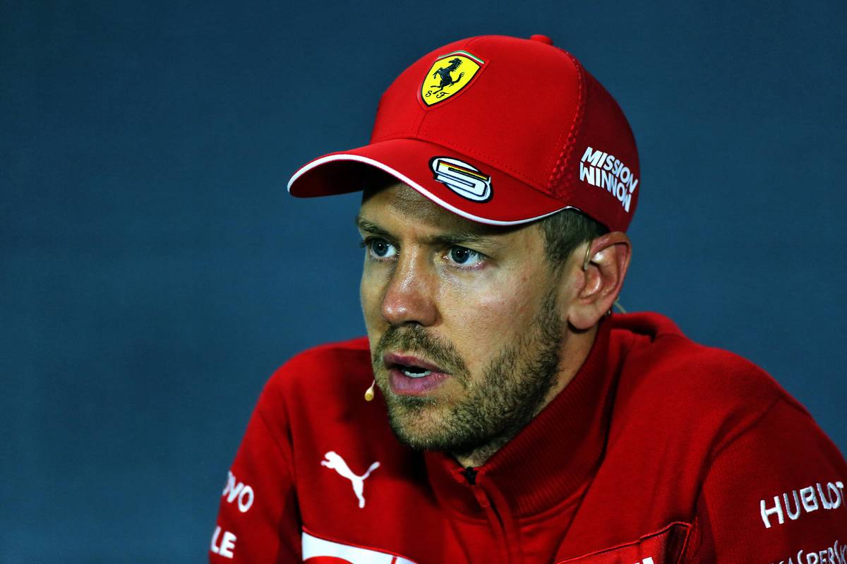Sebastian Vettel (GER) Ferrari in the FIA Press Conference. 28.04.2019.