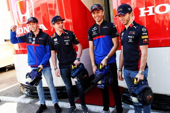 (L to R): Daniil Kvyat (RUS) Scuderia Toro Rosso; Max Verstappen (NLD) Red Bull Racing; Alexander Albon (THA) Scuderia Toro Rosso; Pierre Gasly (FRA) Red Bull Racing.
09.05.2019. Formula 1 World Championship, Rd 5, Spanish Grand Prix, Barcelona, Spain, Preparation Day.
- www.xpbimages.com, EMail: requests@xpbimages.com - copy of publication required for printed pictures. Every used picture is fee-liable. © Copyright: Batchelor / XPB Images