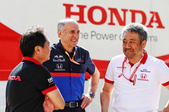 (L to R): Toyoharu Tanabe (JPN) Honda Racing F1 Technical Director with Franz Tost (AUT) Scuderia Toro Rosso Team Principal and Masashi Yamamoto (JPN) Honda Racing F1 Managing Director.
09.05.2019. Formula 1 World Championship, Rd 5, Spanish Grand Prix, Barcelona, Spain, Preparation Day.
- www.xpbimages.com, EMail: requests@xpbimages.com - copy of publication required for printed pictures. Every used picture is fee-liable. © Copyright: Moy / XPB Images