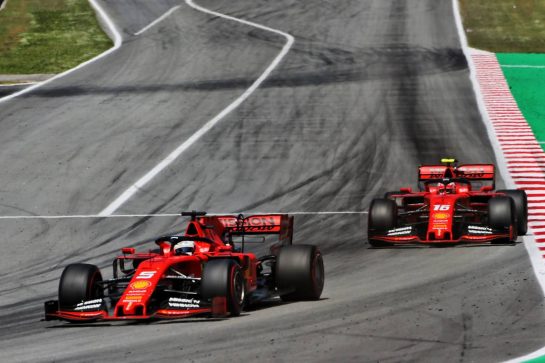 Sebastian Vettel (GER) Ferrari SF90 leads Charles Leclerc (MON) Ferrari SF90.
12.05.2019. Formula 1 World Championship, Rd 5, Spanish Grand Prix, Barcelona, Spain, Race Day.
- www.xpbimages.com, EMail: requests@xpbimages.com - copy of publication required for printed pictures. Every used picture is fee-liable. © Copyright: Charniaux / XPB Images