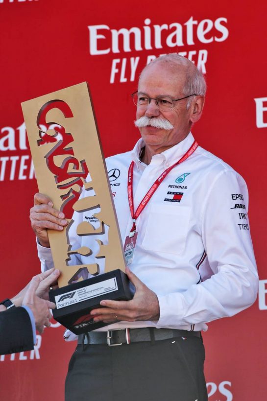 Dr. Dieter Zetsche (GER) Daimler AG CEO on the podium.
12.05.2019. Formula 1 World Championship, Rd 5, Spanish Grand Prix, Barcelona, Spain, Race Day.
- www.xpbimages.com, EMail: requests@xpbimages.com - copy of publication required for printed pictures. Every used picture is fee-liable. © Copyright: Moy / XPB Images