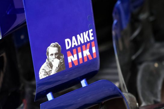 Scuderia Toro Rosso STR14 with tribute to Niki Lauda.
22.05.2019. Formula 1 World Championship, Rd 6, Monaco Grand Prix, Monte Carlo, Monaco, Preparation Day.
- www.xpbimages.com, EMail: requests@xpbimages.com - copy of publication required for printed pictures. Every used picture is fee-liable. © Copyright: Batchelor / XPB Images