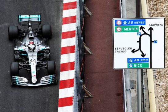 Lewis Hamilton (GBR) Mercedes AMG F1 W10.
23.05.2019. Formula 1 World Championship, Rd 6, Monaco Grand Prix, Monte Carlo, Monaco, Practice Day.
- www.xpbimages.com, EMail: requests@xpbimages.com - copy of publication required for printed pictures. Every used picture is fee-liable. © Copyright: Moy / XPB Images
