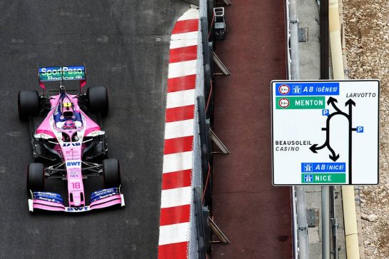 Lance Stroll (CDN) Racing Point F1 Team RP19.
23.05.2019. Formula 1 World Championship, Rd 6, Monaco Grand Prix, Monte Carlo, Monaco, Practice Day.
- www.xpbimages.com, EMail: requests@xpbimages.com - copy of publication required for printed pictures. Every used picture is fee-liable. © Copyright: Moy / XPB Images