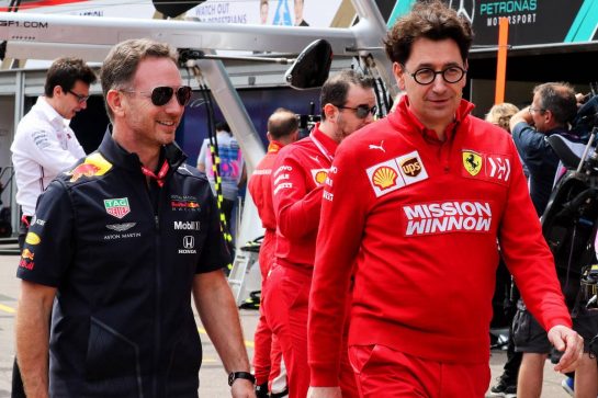 (L to R): Christian Horner (GBR) Red Bull Racing Team Principal with Mattia Binotto (ITA) Ferrari Team Principal.
25.05.2019. Formula 1 World Championship, Rd 6, Monaco Grand Prix, Monte Carlo, Monaco, Qualifying Day.
- www.xpbimages.com, EMail: requests@xpbimages.com - copy of publication required for printed pictures. Every used picture is fee-liable. © Copyright: Photo4 / XPB Images
