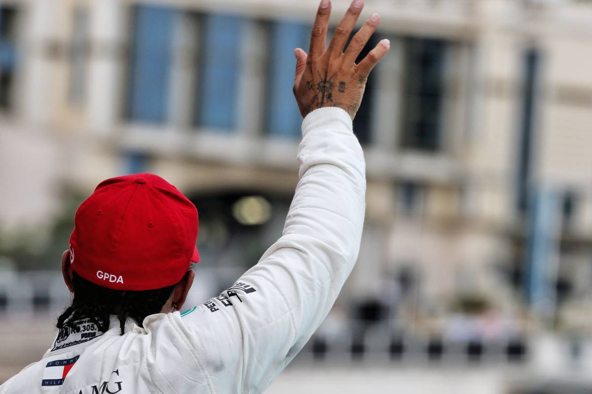 Race winner Lewis Hamilton (GBR) Mercedes AMG F1 celebrates in parc ferme.