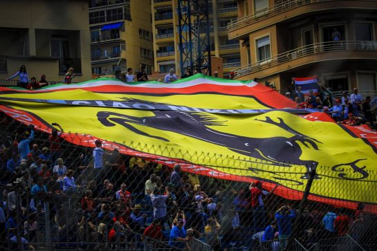 Ferrari flag with fans in the grandstand.
26.05.2019. Formula 1 World Championship, Rd 6, Monaco Grand Prix, Monte Carlo, Monaco, Race Day.
- www.xpbimages.com, EMail: requests@xpbimages.com - copy of publication required for printed pictures. Every used picture is fee-liable. © Copyright: Photo4 / XPB Images