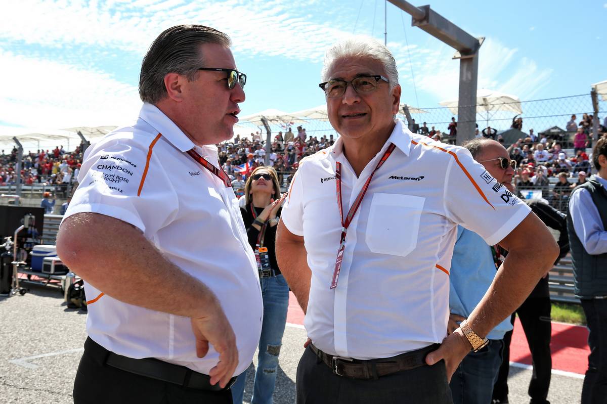 Zak Brown (USA) McLaren Executive Director (Left) on the grid.