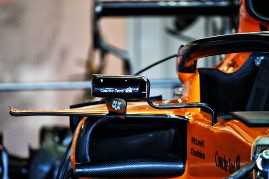 McLaren MCL34 wing mirror - Couche-Tard branding.
06.06.2019. Formula 1 World Championship, Rd 7, Canadian Grand Prix, Montreal, Canada, Preparation Day.
- www.xpbimages.com, EMail: requests@xpbimages.com - copy of publication required for printed pictures. Every used picture is fee-liable. © Copyright: Batchelor / XPB Images