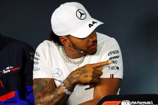 Lewis Hamilton (GBR) Mercedes AMG F1 in the FIA Press Conference.
06.06.2019. Formula 1 World Championship, Rd 7, Canadian Grand Prix, Montreal, Canada, Preparation Day.
- www.xpbimages.com, EMail: requests@xpbimages.com - copy of publication required for printed pictures. Every used picture is fee-liable. © Copyright: Photo4 / XPB Images