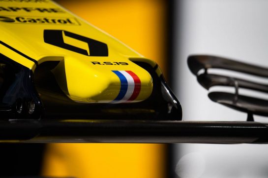 Renault F1 Team RS19 nosecone.
06.06.2019. Formula 1 World Championship, Rd 7, Canadian Grand Prix, Montreal, Canada, Preparation Day.
- www.xpbimages.com, EMail: requests@xpbimages.com - copy of publication required for printed pictures. Every used picture is fee-liable. © Copyright: Price / XPB Images