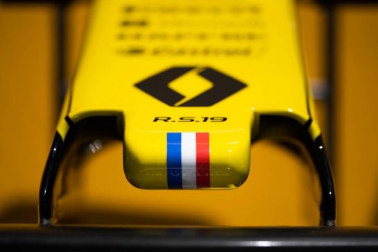 Renault F1 Team RS19 nosecone.
07.06.2019. Formula 1 World Championship, Rd 5, Spanish Grand Prix, Barcelona, Spain, Practice Day.
- www.xpbimages.com, EMail: requests@xpbimages.com - copy of publication required for printed pictures. Every used picture is fee-liable. © Copyright: Price / XPB Images