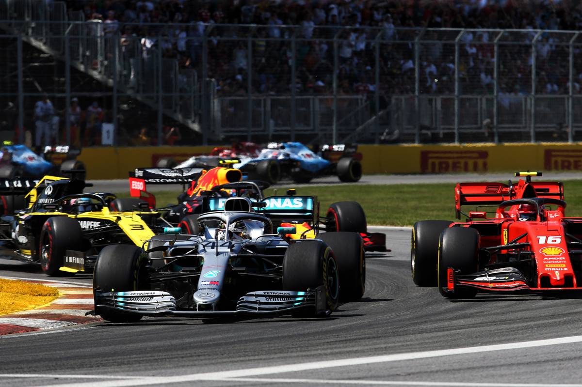 Lewis Hamilton (GBR) Mercedes AMG F1 W10 at the start of the race.