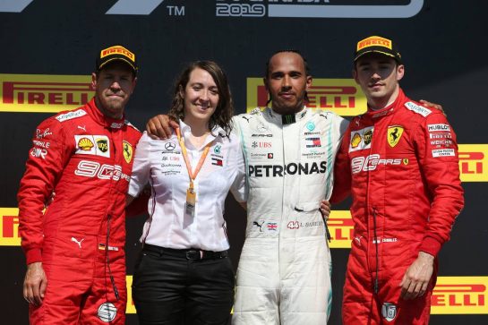 1st place Lewis Hamilton (GBR) Mercedes AMG F1 W10 with 2nd place Sebastian Vettel (GER) Ferrari SF90 and 3rd place Charles Leclerc (MON) Ferrari SF90.
09.06.2019. Formula 1 World Championship, Rd 7, Canadian Grand Prix, Montreal, Canada, Race Day.
- www.xpbimages.com, EMail: requests@xpbimages.com - copy of publication required for printed pictures. Every used picture is fee-liable. © Copyright: Batchelor / XPB Images