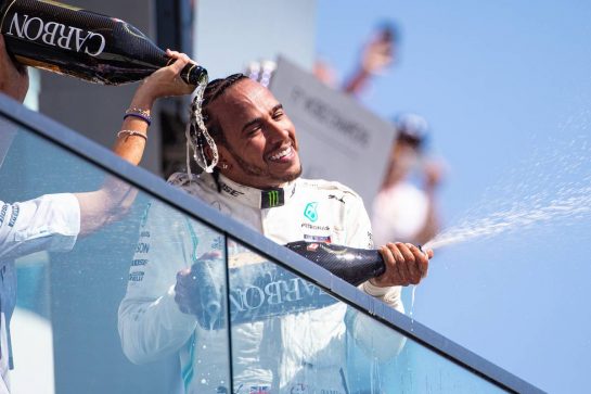 Race winner Lewis Hamilton (GBR) Mercedes AMG F1 celebrates on the podium.
09.06.2019. Formula 1 World Championship, Rd 7, Canadian Grand Prix, Montreal, Canada, Race Day.
- www.xpbimages.com, EMail: requests@xpbimages.com - copy of publication required for printed pictures. Every used picture is fee-liable. © Copyright: Bearne / XPB Images